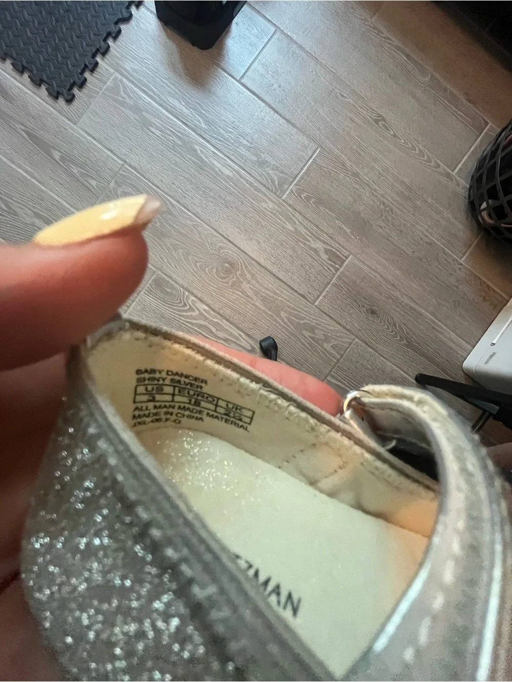 Stuart Weitzman Kids' Silver Glitter Mary Jane Shoes